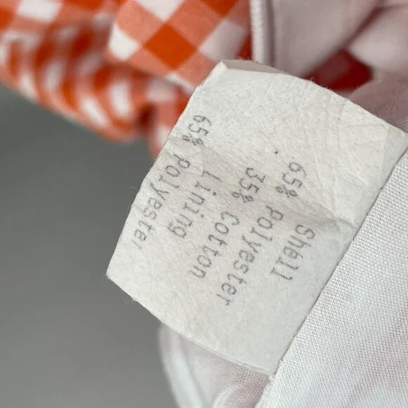 Elizabeth Wilson Katherine Top Gingham Plaid Check Ruffle Neck Orange White XL - Picture 9 of 9